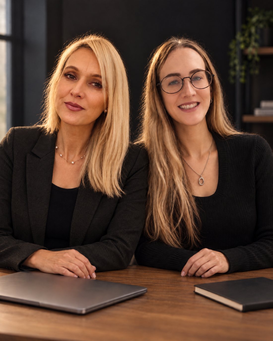 Luitha Teessen and Shany Bouwer, the two partners at BreakGround Partners, seated at a table