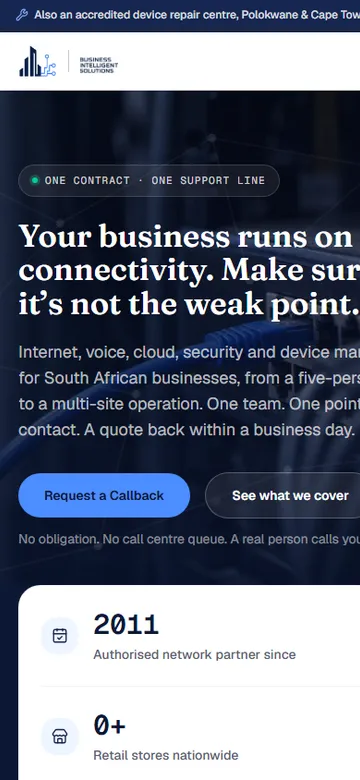 The BIS website on a phone
