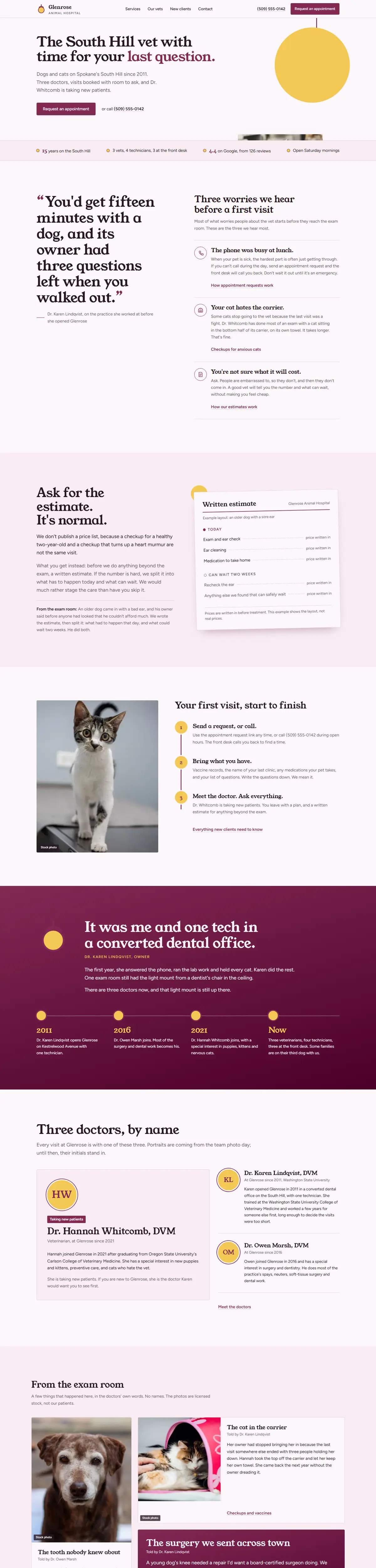 Glenrose Animal Hospital website